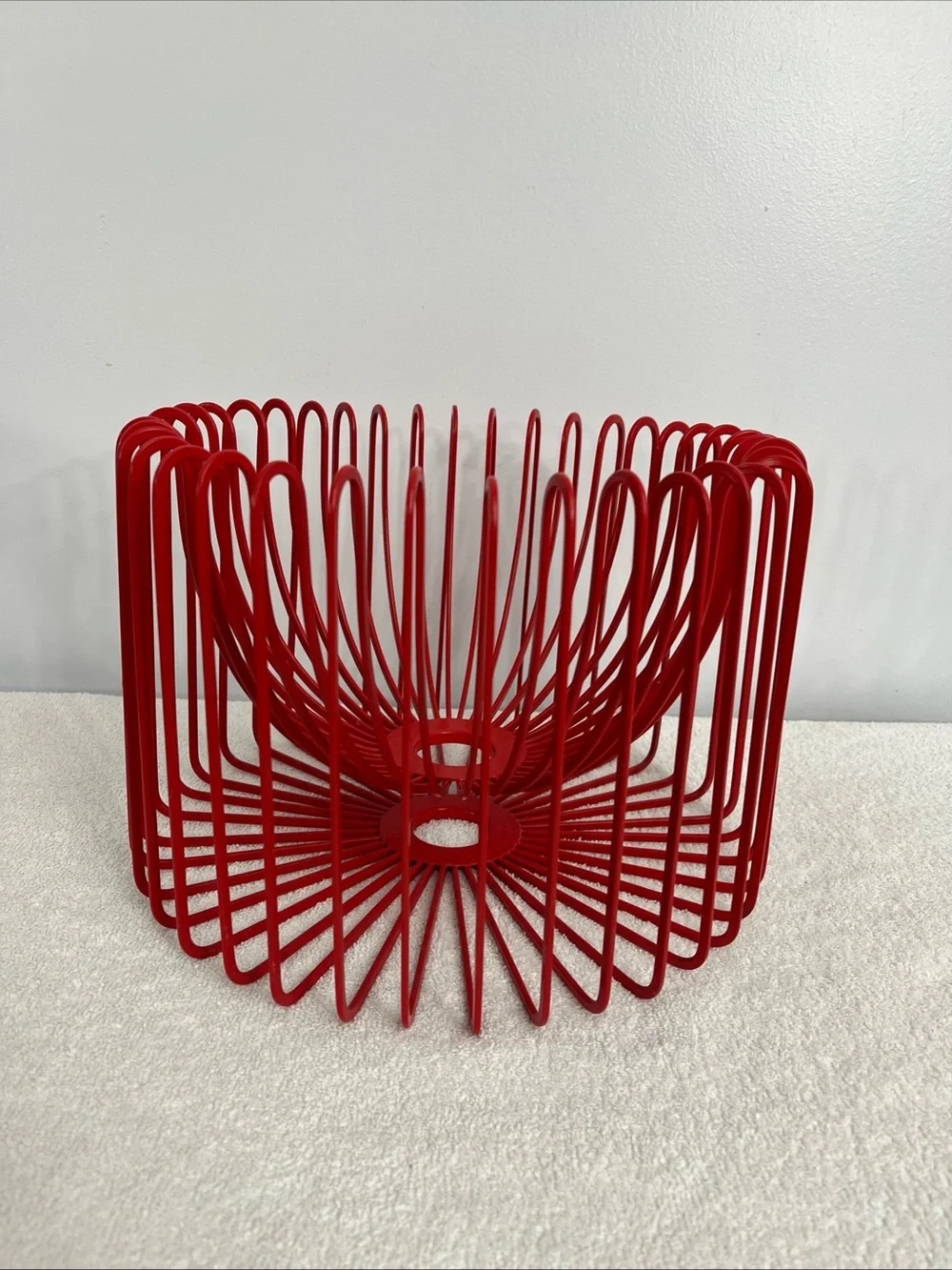 Vintage Ikea Trådig Fruit Basket – Ehlen Johansson Red Wire Bowl  1990s Rare